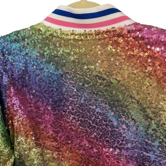 Abby & Evie Toddler Girls Light Weight Sequin Ombre Bomber Jacket 4T - Picture 9 of 14